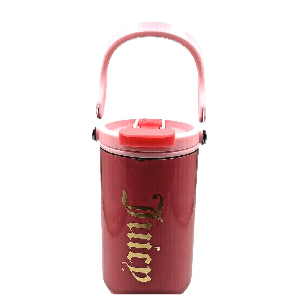 Juicy Couture Pink Insulated 40 Oz Tumbler Pop Up Straw Gothic Logo NWT